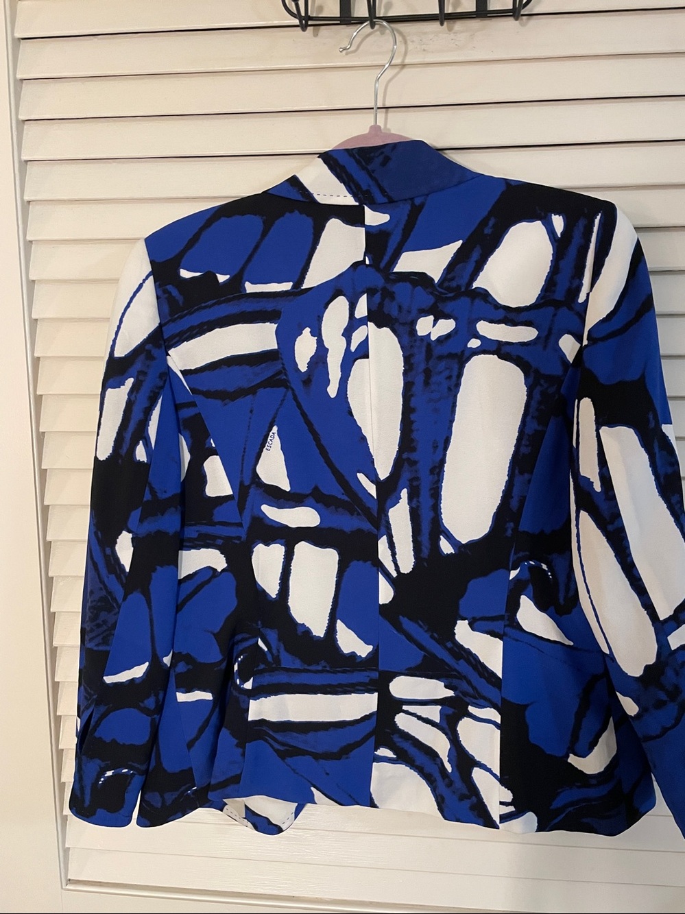 Escada Abstract Print Blazer Electric Blue & White Size Medium - Picture 11 of 12